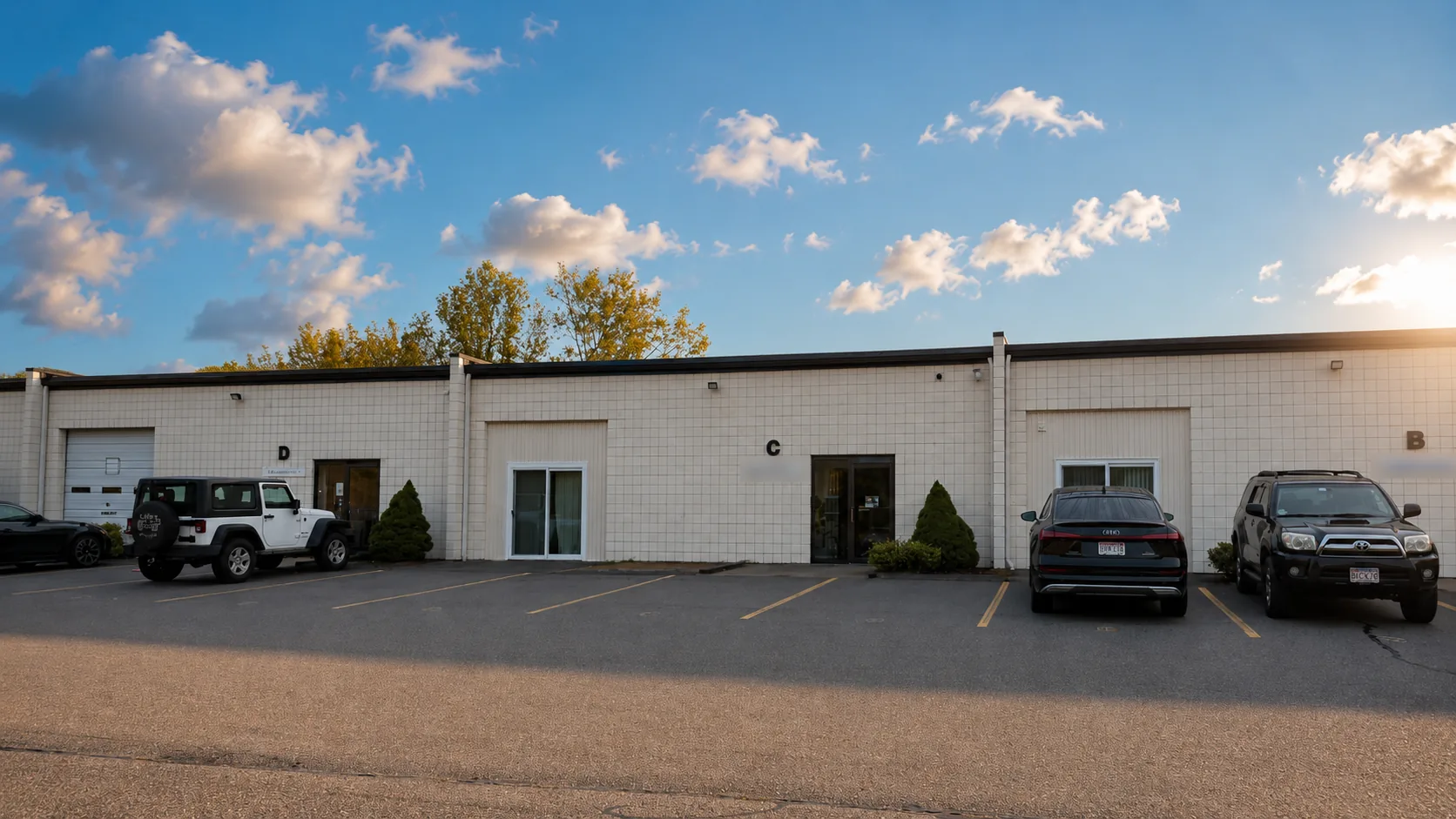 Units B to D and their parking at United Flex Medfield